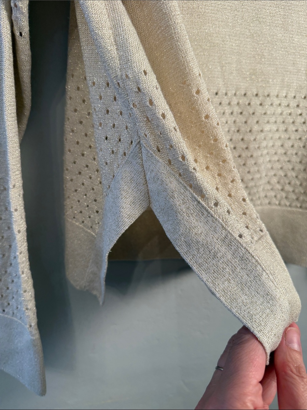Planet by Lauren G One Size, beige with gold colored thread. - Picture 3 of 10